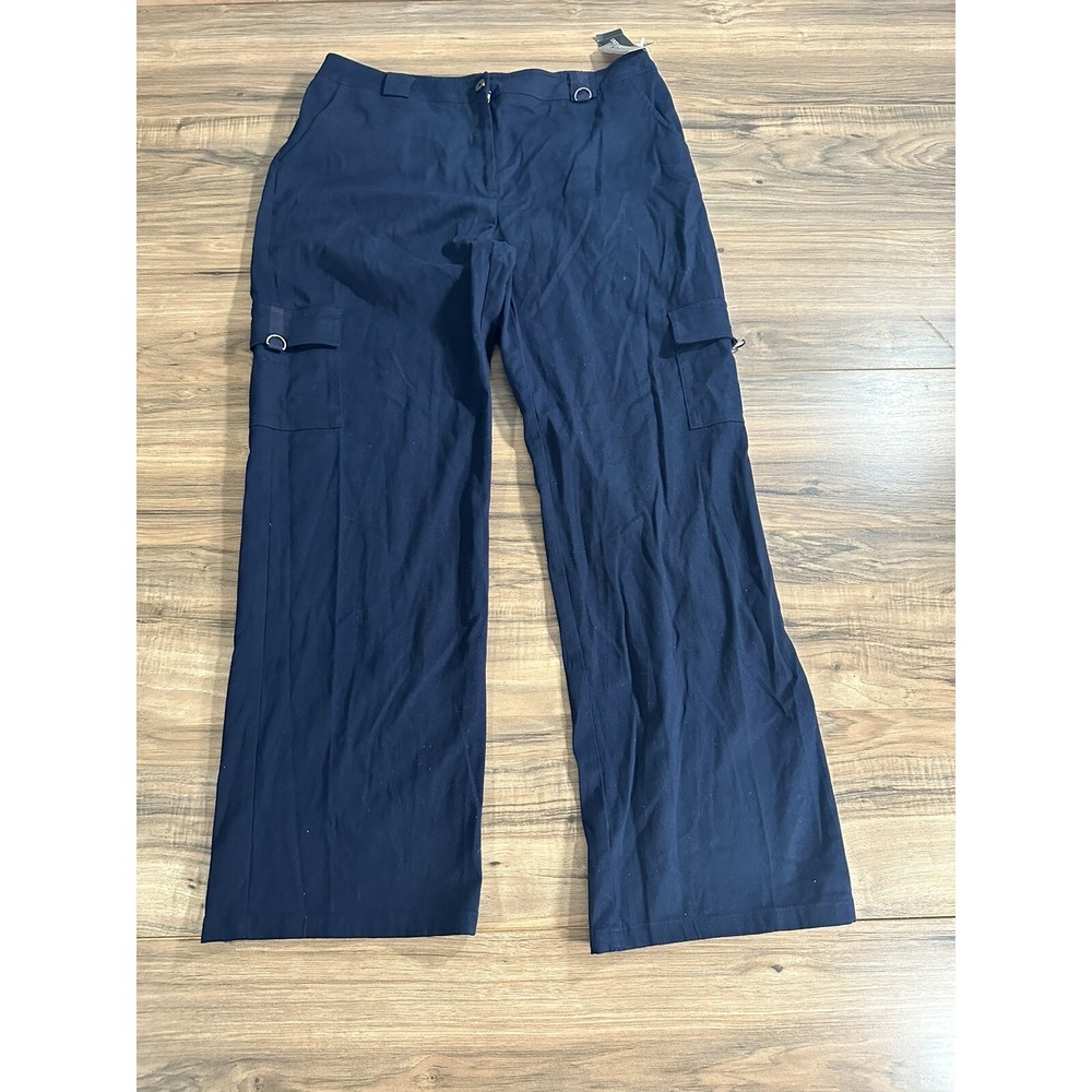 NORTON STUDIO, WOMEN'S 14 NAVY BLUE STRETCH CARGO PANTS, BAR HARBO, NWT‎